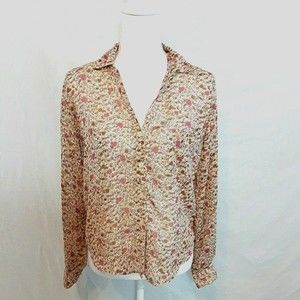 Band of Gypsies Women's Medium Floral Long Sleeve Button Up Boho Blouse